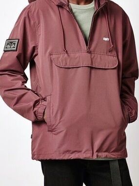 Obey Men's Hooded Windbreaker Anorak - Plum